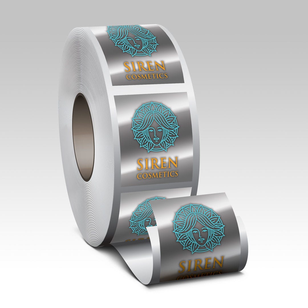 Bright Silver Metallic Roll Labels